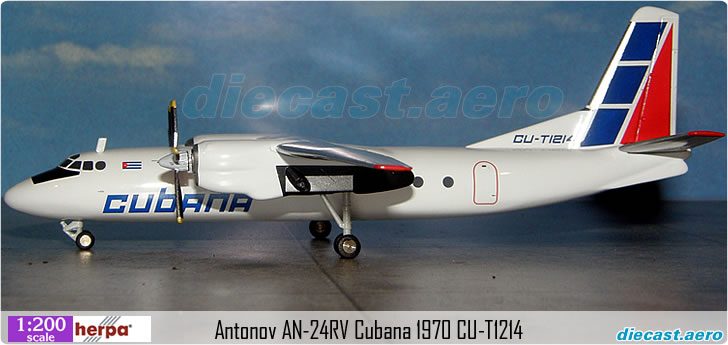 Model Aircraft : Antonov AN-24RV Cubana 1970 CU-T1214 by Diecast.aero