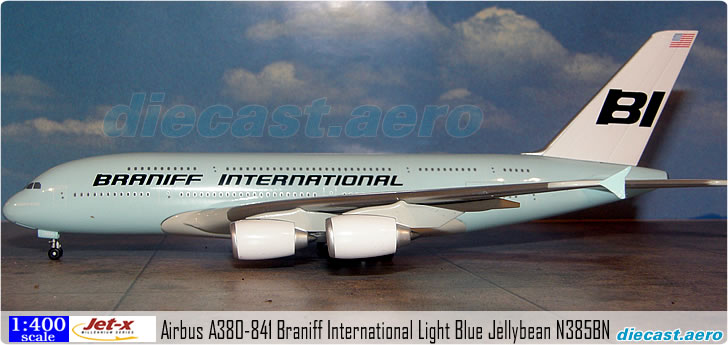 Airbus A380-841 Braniff International Light Blue Jellybean N385BN